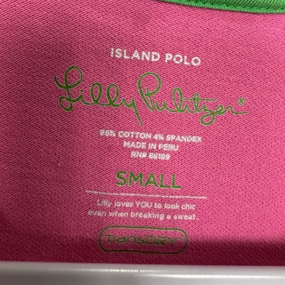 Lilly Pulitzer Island Polo Shirt Top Short Sleeve Collar Resort Pink Sz SMALL - Picture 2 of 5